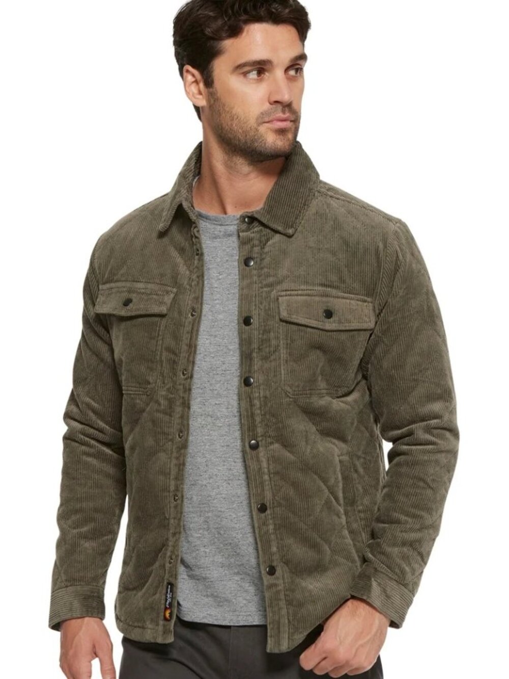 Flag & Anthem Olive Flannel Lined Quilted Corduroy Jacket/28623